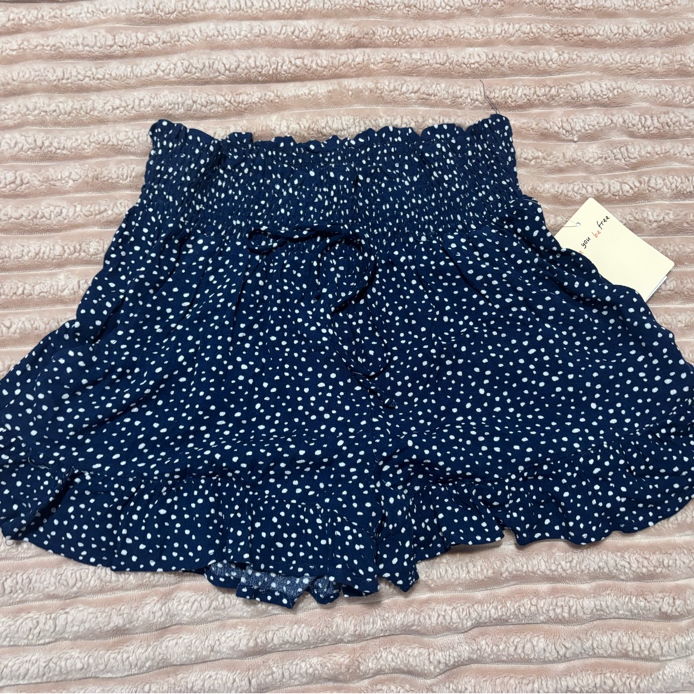 High Waist Navy Polka Dot Shorts